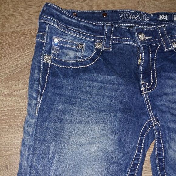 Miss Me | Y2k Bling Rhinestone Bootcut Denim Blue Jeans W28 5/6 *Flaw* - Picture 7 of 8